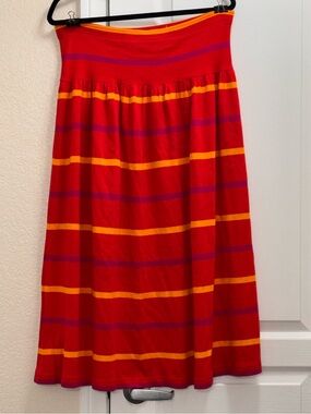 Vintage Adrienne Vittadini Sport Striped Cotton Midi Skirt - Size S